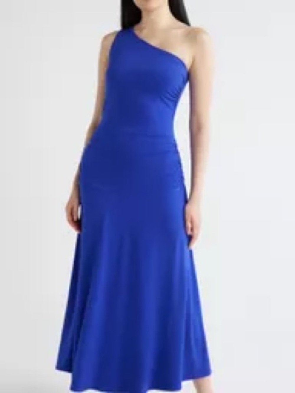 Scoop One-Shoulder Cobalt Blue Maxi Dress